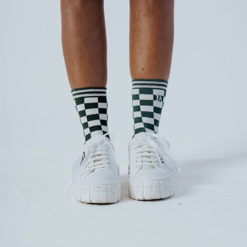 Fore All Charlie Crew Socks - Green Check