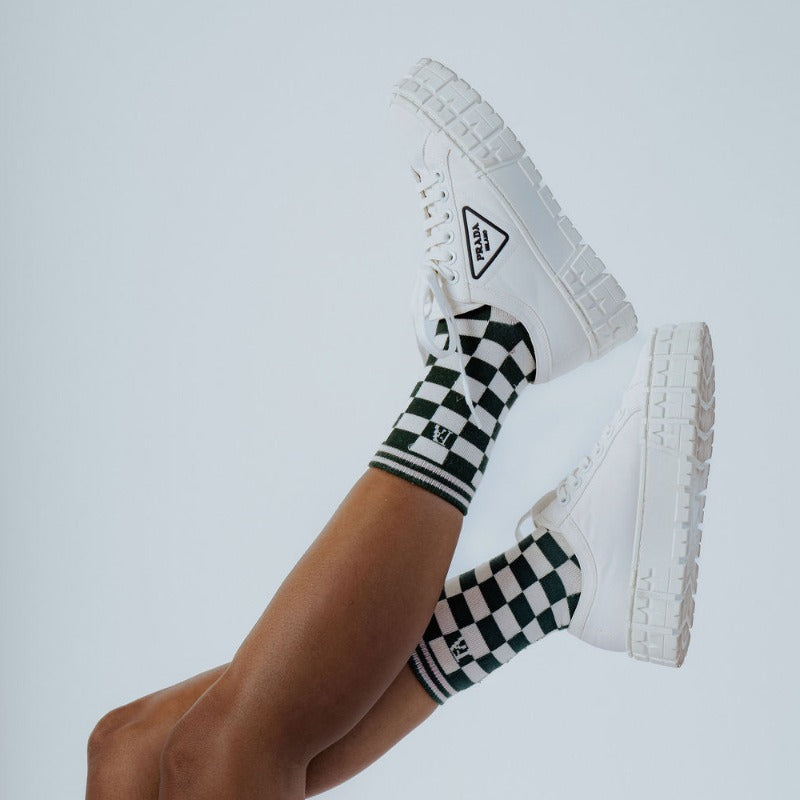 Fore All Charlie Crew Socks - Green Check