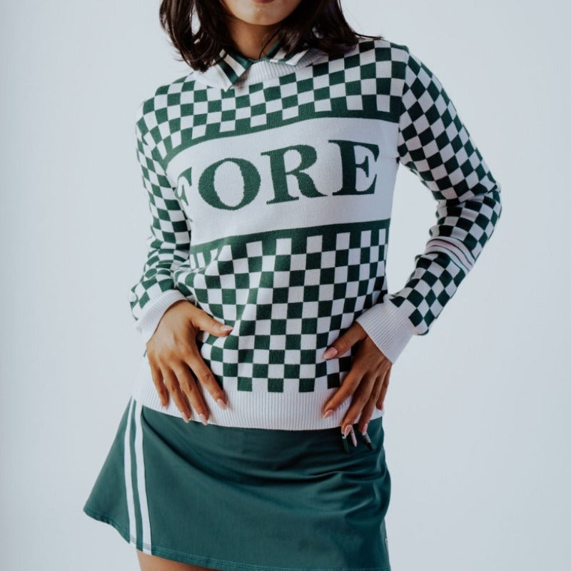 Fore All Fore Sweater - White/Green Check