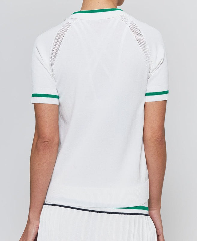 L'Etoile Jersey S/S Polo - White/Green