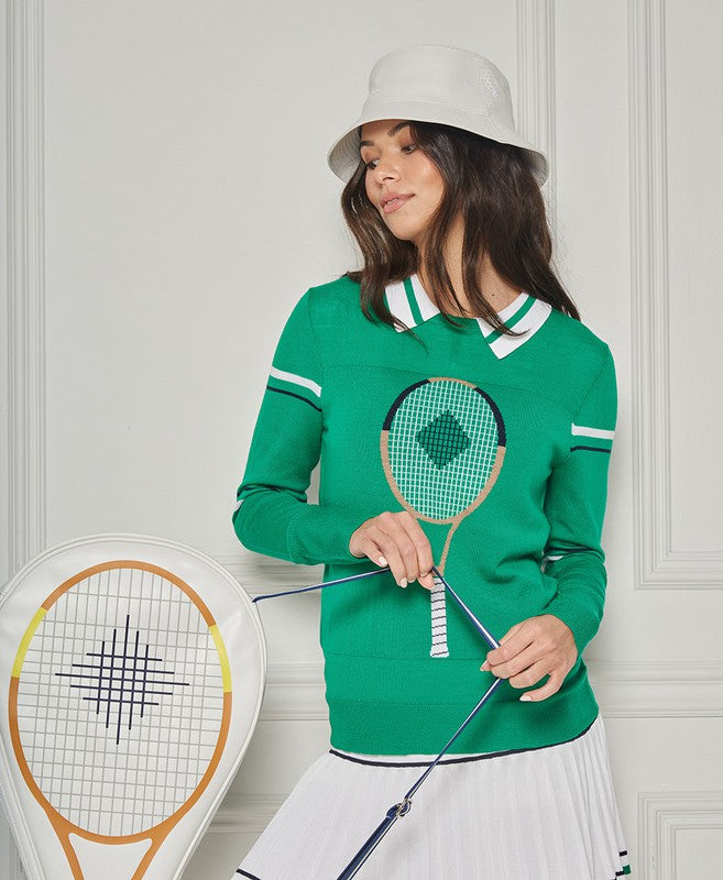 L'Etoile Racquet Sweater - Green/White