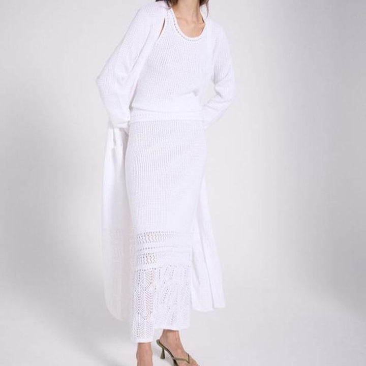 NOTSHY Pomek Cotton Long Cardigan - White