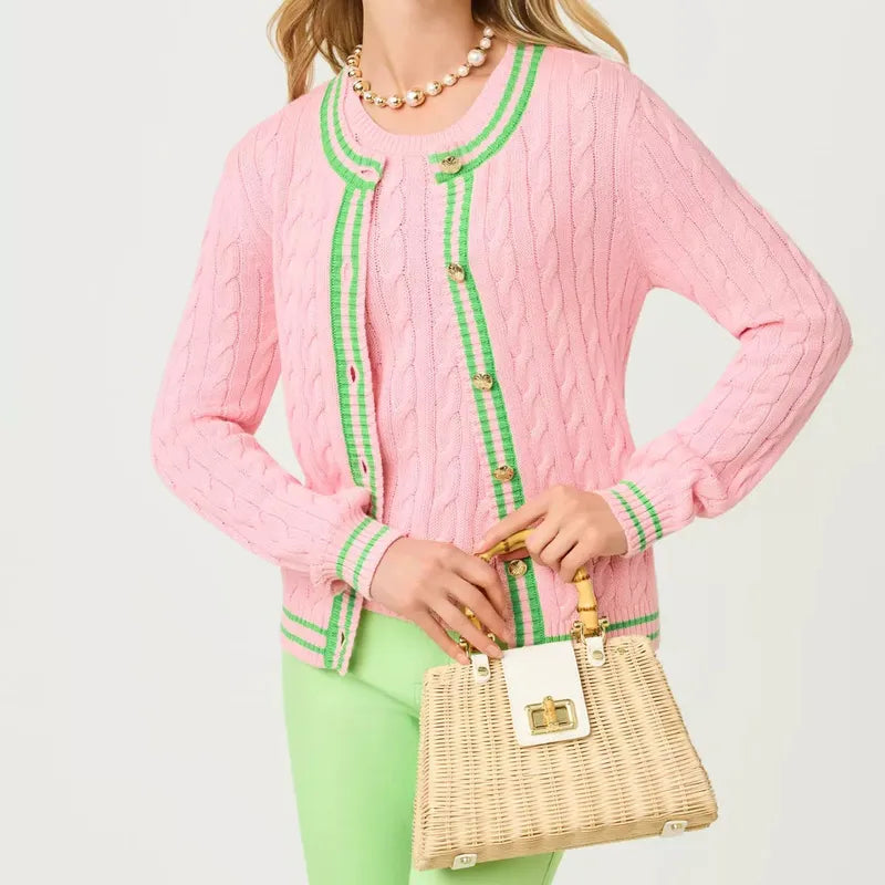 Lilly Pulitzer Brockton Cardigan/Tank Set - Pink/Green