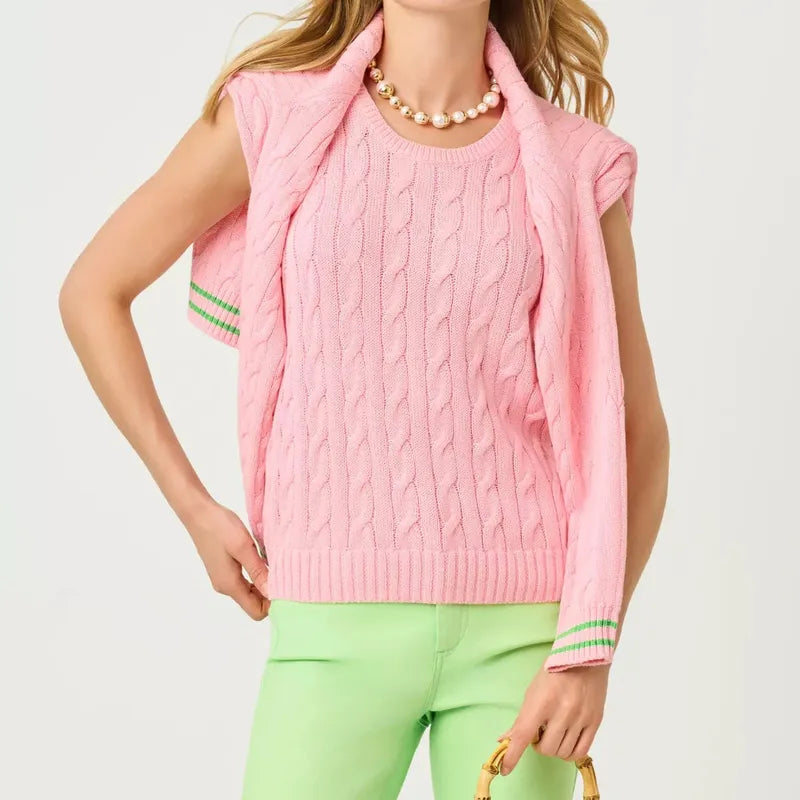 Lilly Pulitzer Brockton Cardigan/Tank Set - Pink/Green
