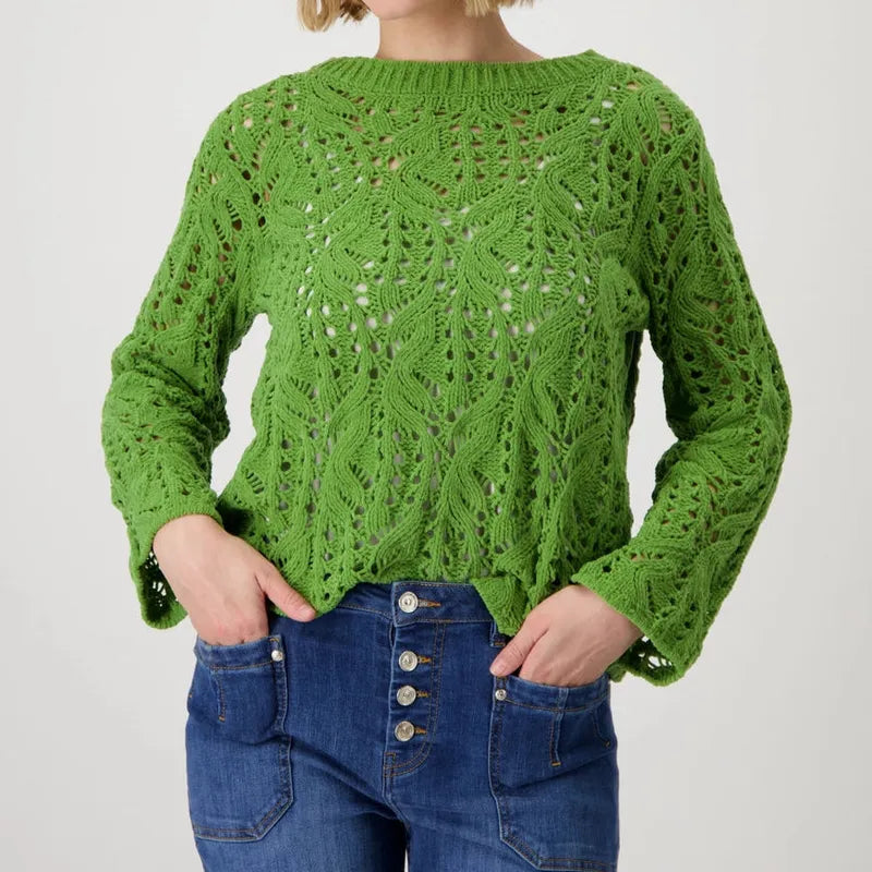 Monari Crochet Sweater - Avocado Green