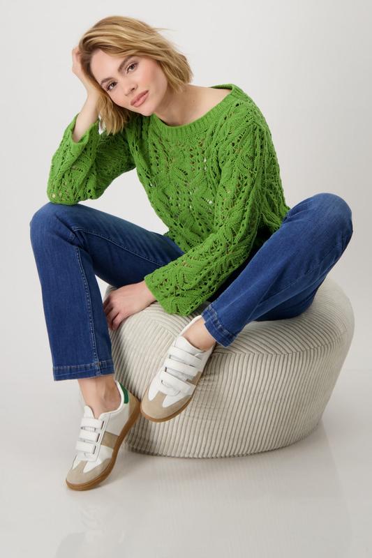Monari Crochet Sweater - Avocado Green