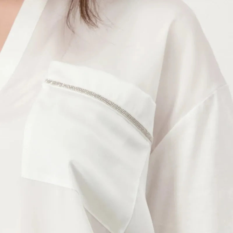 Monari Silky Drawstring Top - Ivory