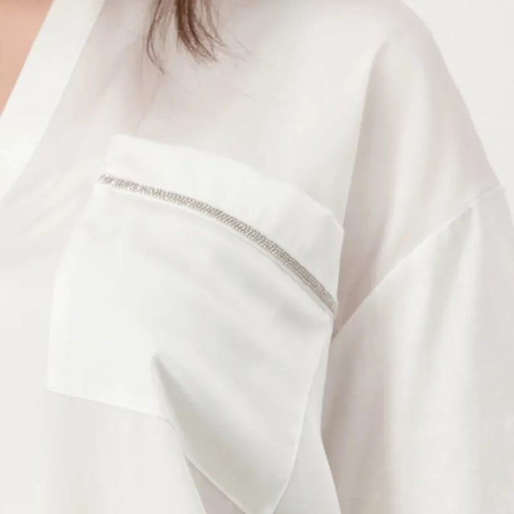 Monari Silky Drawstring Top - Ivory