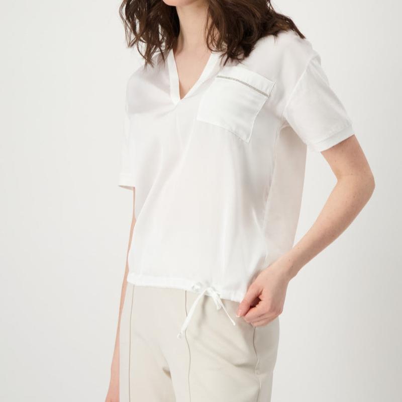 Monari Silky Drawstring Top - Ivory