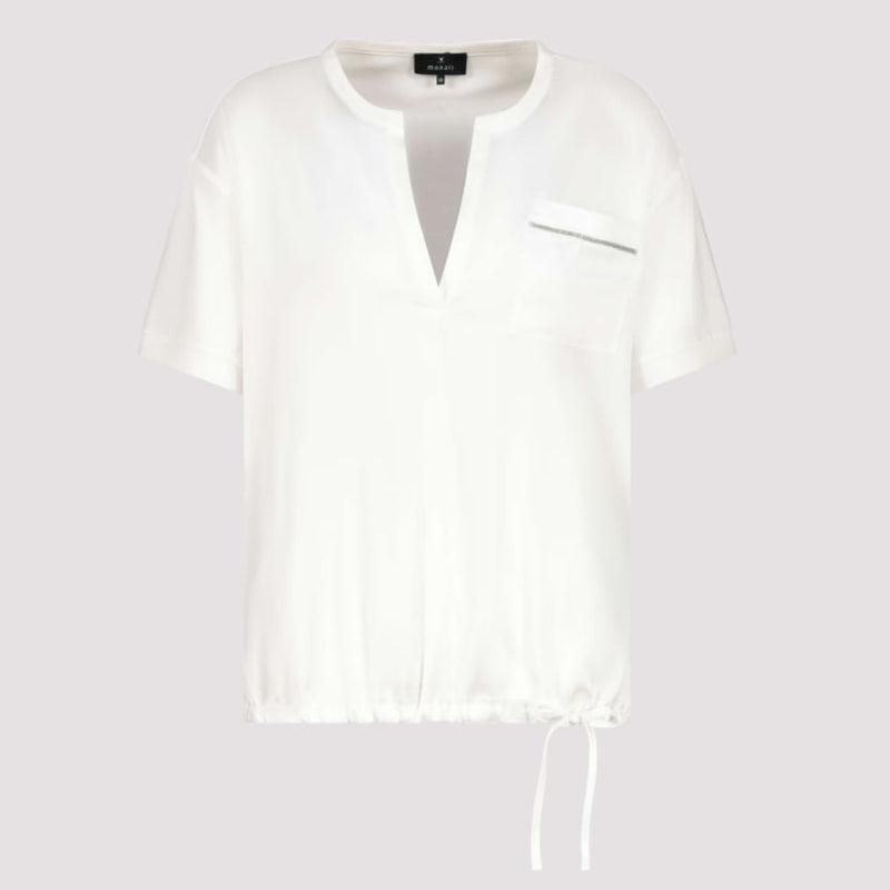 Monari Silky Drawstring Top - Ivory