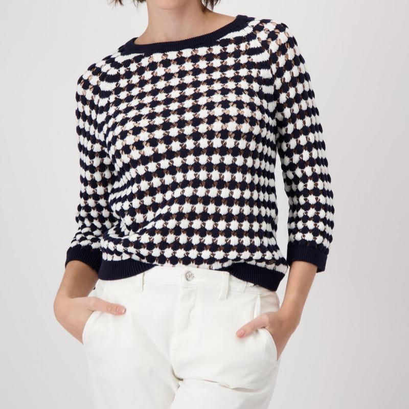 Monari Ajour Sweater - Navy/White
