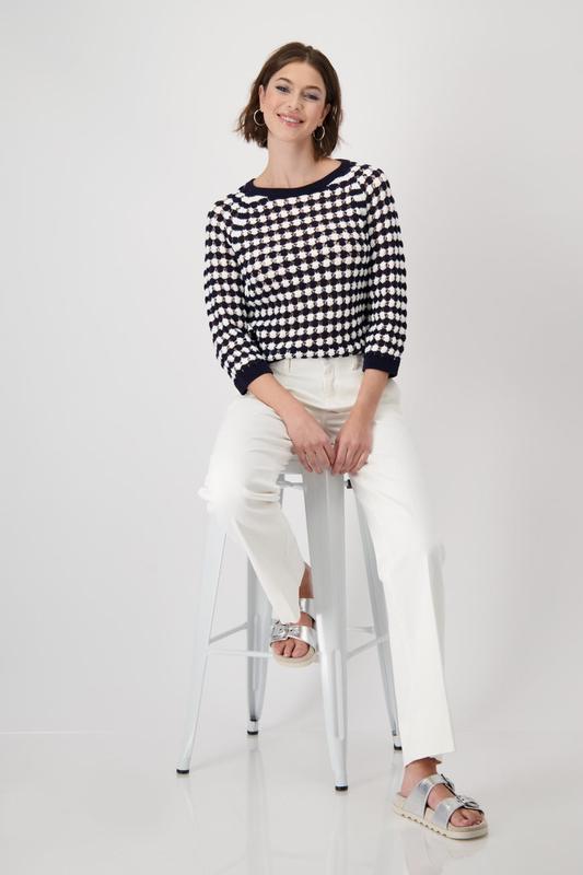 Monari Ajour Sweater - Navy/White