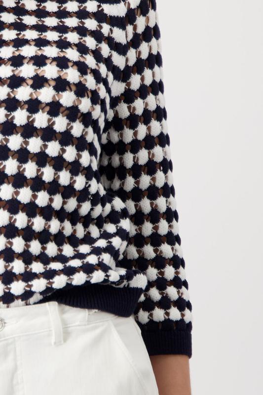 Monari Ajour Sweater - Navy/White