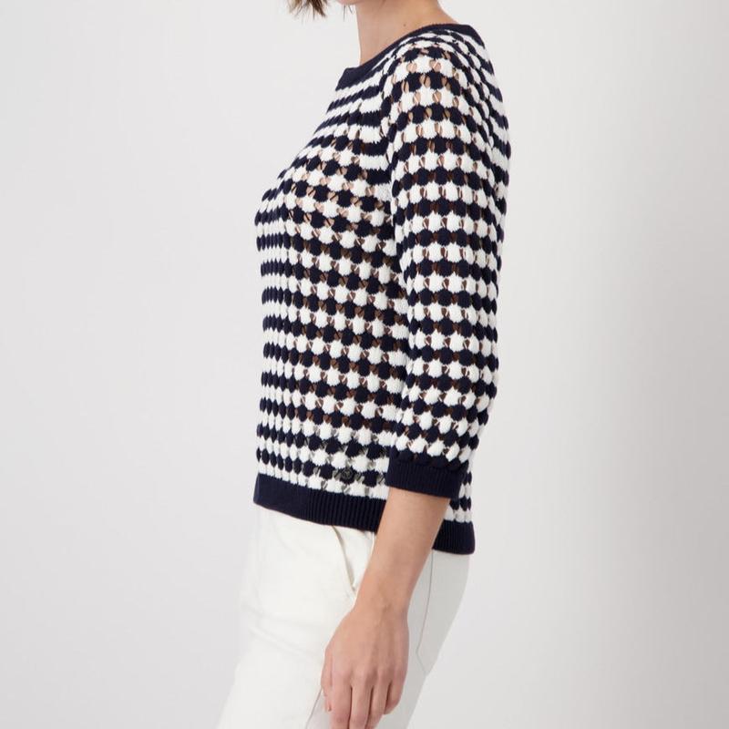 Monari Ajour Sweater - Navy/White