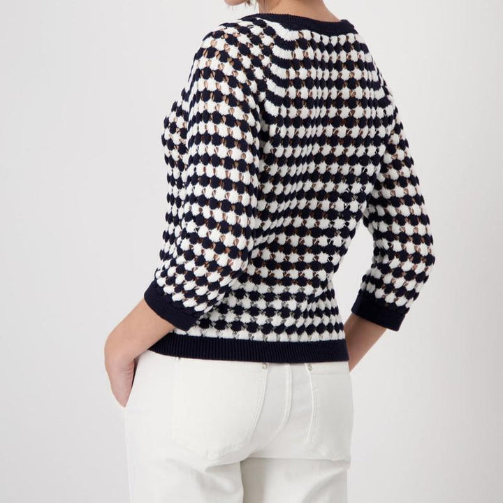 Monari Ajour Sweater - Navy/White