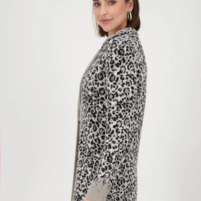 Monari Animal Print Coat - Black/Grey