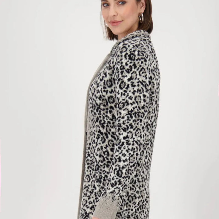 Monari Animal Print Coat - Black/Grey