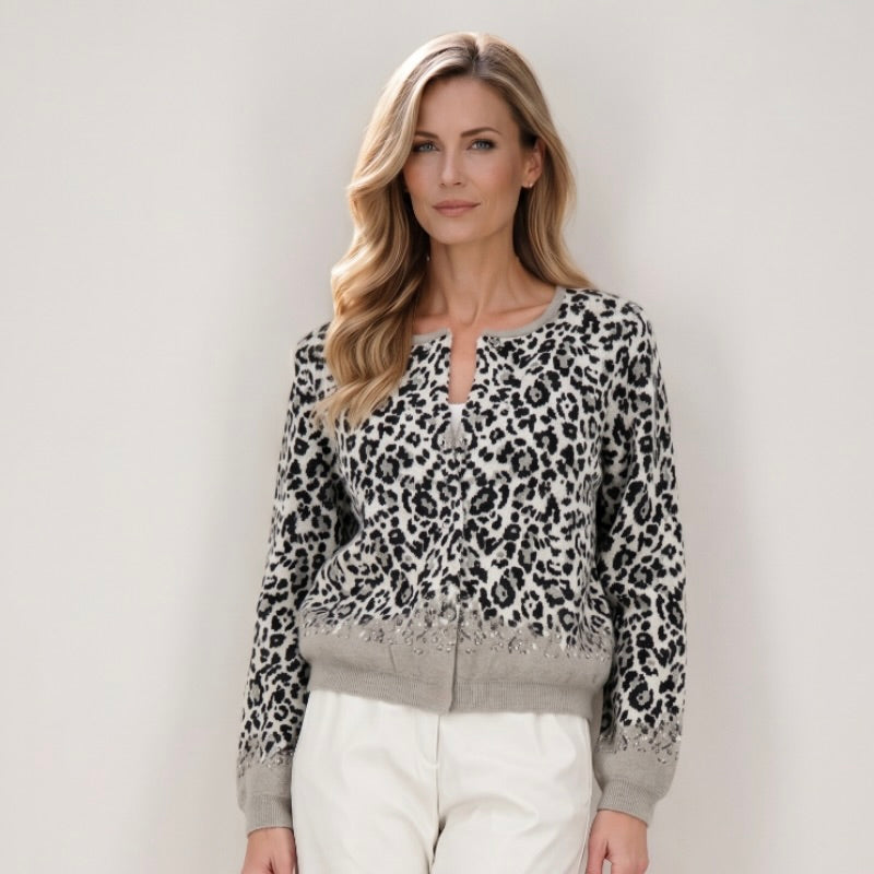 Monari Animal Print Jacket - Black/Grey