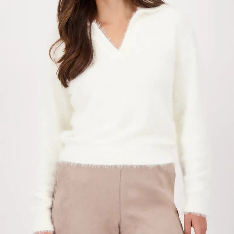 Monari V-Neck Polo Sweater - Ivory