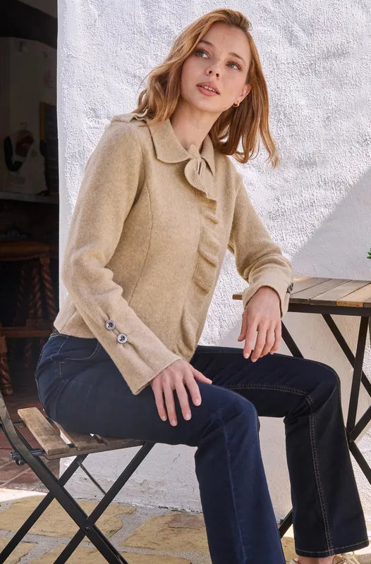 Monari Ruffle Cardigan - Cinnamon