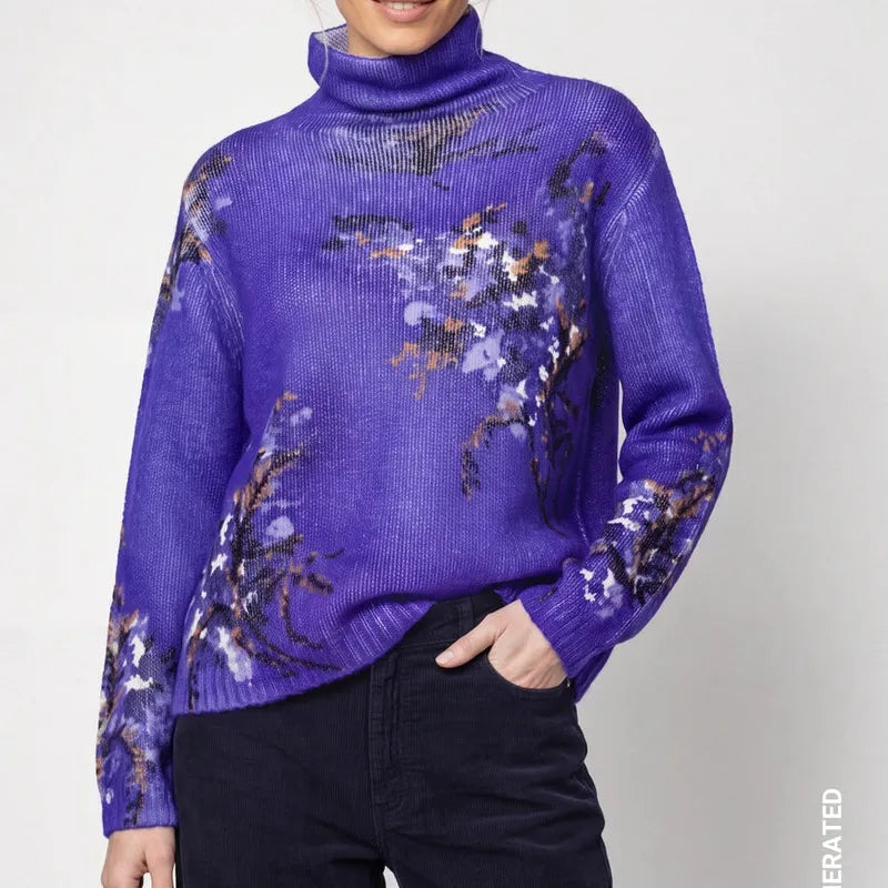 Monari Floral Print Sweater - Purple