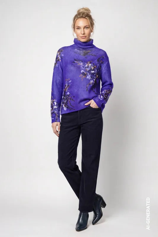 Monari Floral Print Sweater - Purple