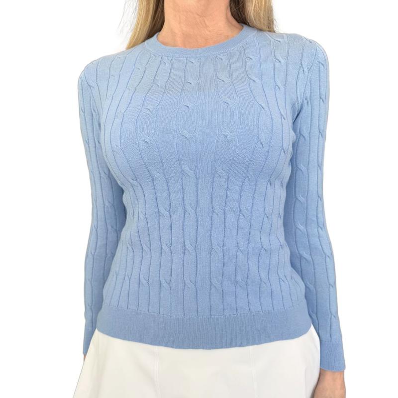 Alashan Cashmere April Cable Sweater-Blue Lake