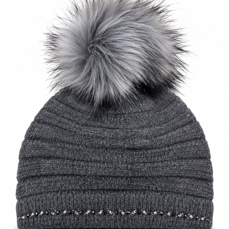 preneLOVE Quinn Crystal Rim Beanie - Dark Grey