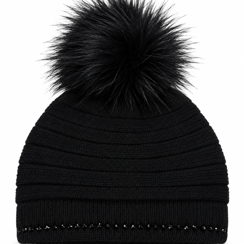 preneLOVE Quinn Crystal Rim Beanie - Black