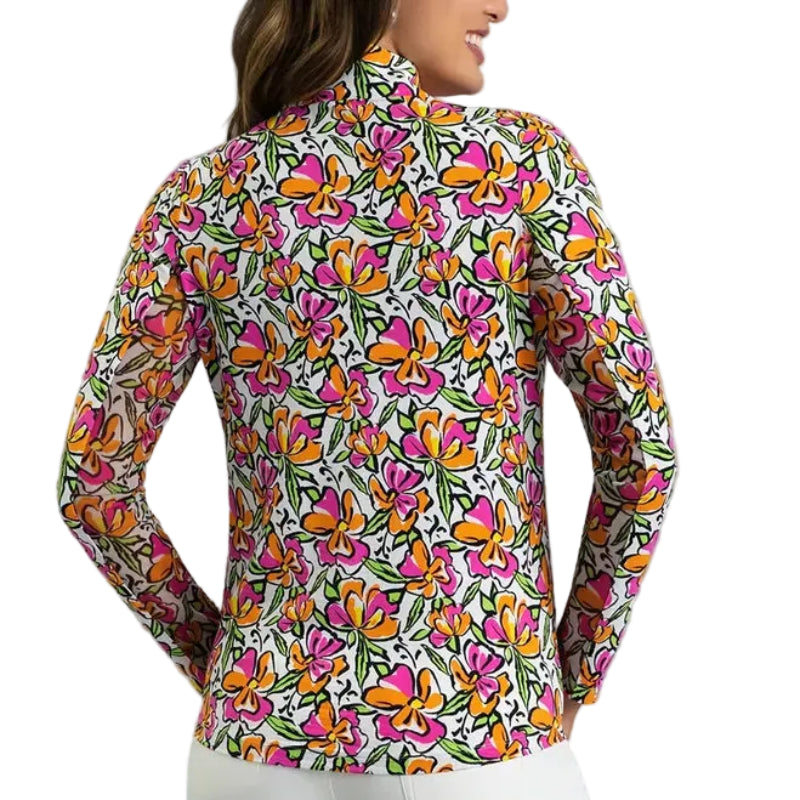 IBKUL Sonia L/S Mock - Hot PInk/Orange