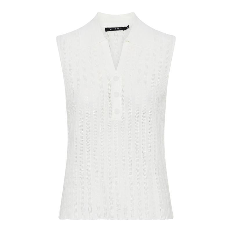 Micha S/L Knit Polo - White