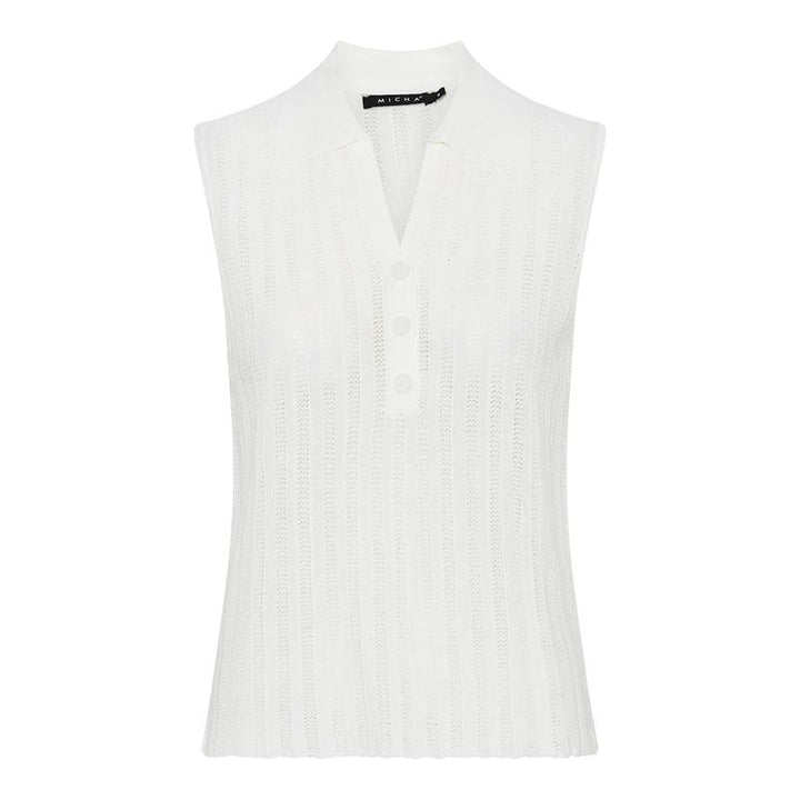 Micha S/L Knit Polo - White