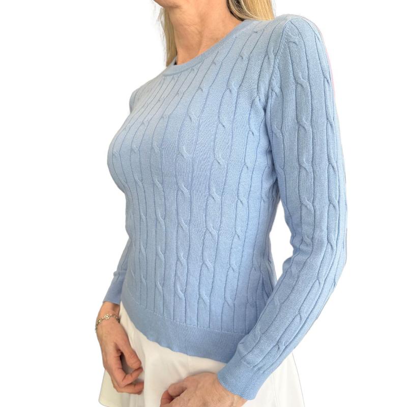 Alashan Cashmere April Cable Sweater-Blue Lake