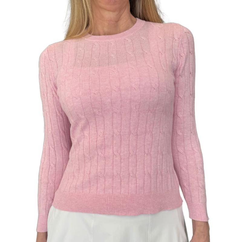 Alashan Cashmere April Cable Sweater-Bermuda Pink