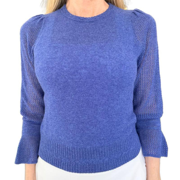 Alashan Cashmere Sophia Mesh Sleeve Top - Cape Cod