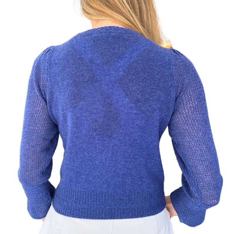 Alashan Cashmere Sophia Mesh Sleeve Top - Cape Cod