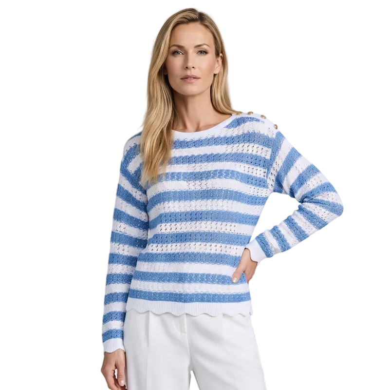 Micha Stripe Sweater - Blue/White