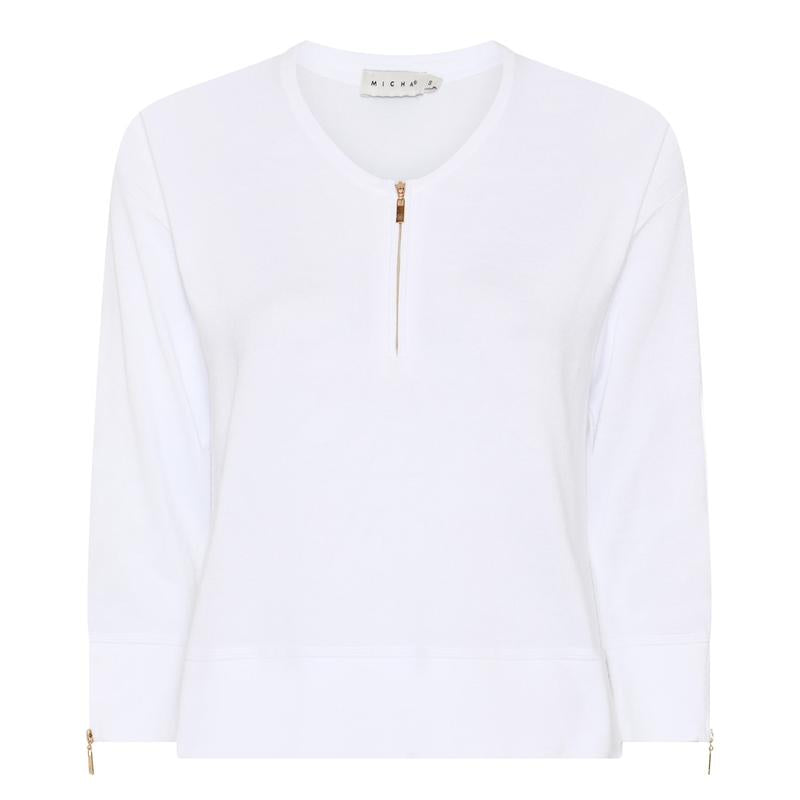 Micha L/S Sleeve Zip Top - White
