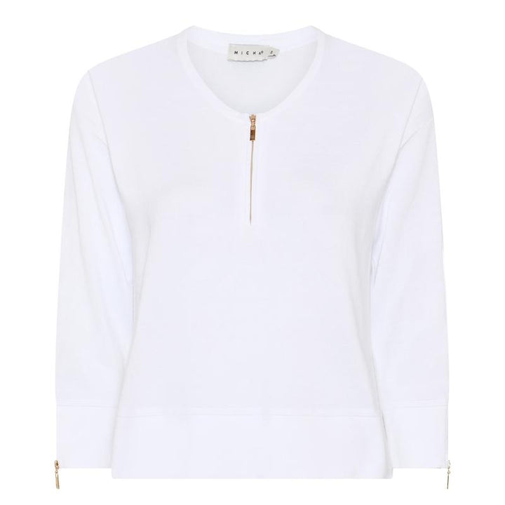 Micha L/S Sleeve Zip Top - White