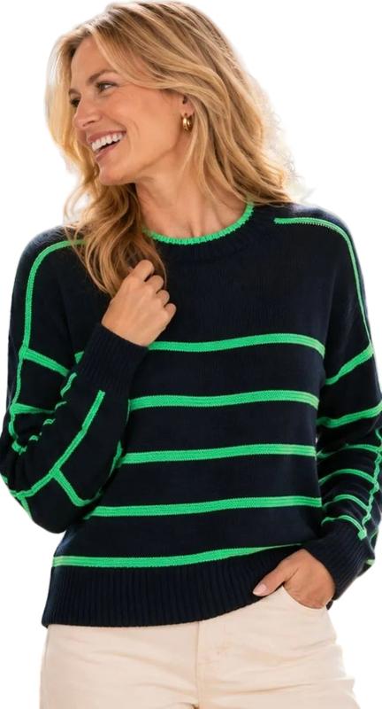 WISPR Links Stripe Crew Neck Sweater - Patriot Blue