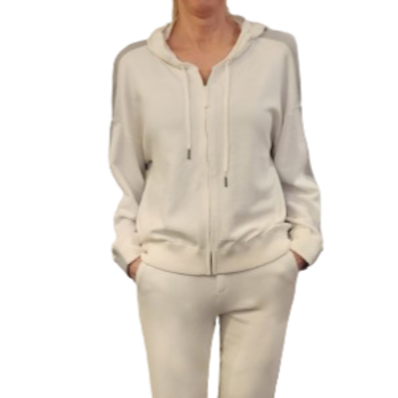 360 Cashmere Tulah Full Zip - Chalk/Grey