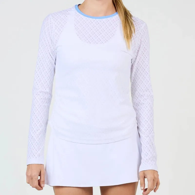 Sofibella Spring Tide L/S Top - White/Periwinkle