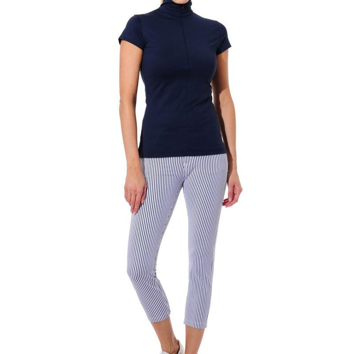 MDC Low Waist Crop Pants - Pinstripe Navy