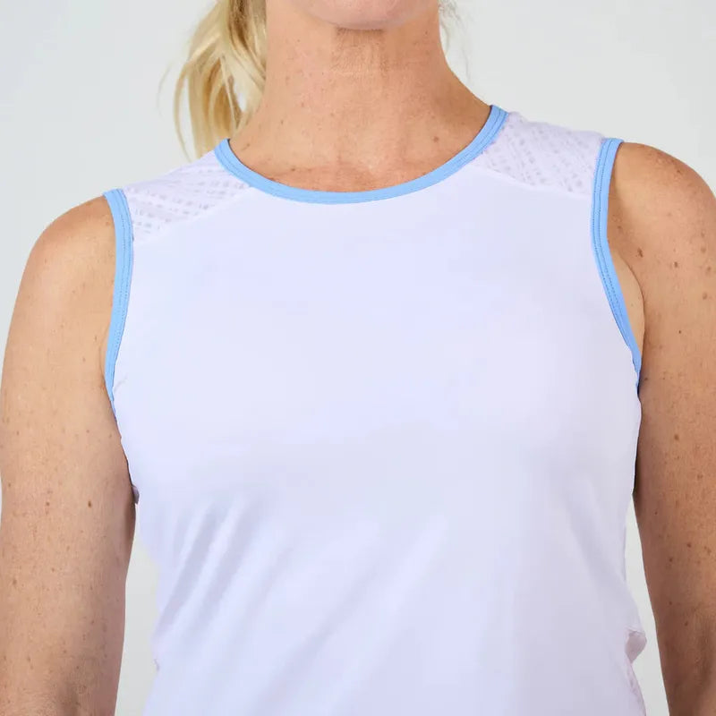 Sofibella Spring Tide S/L Top - White/Periwinkle