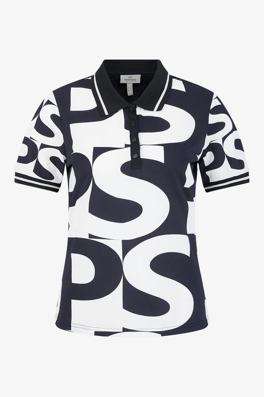 Sportalm Monogram Print S/S Polo - Black/White
