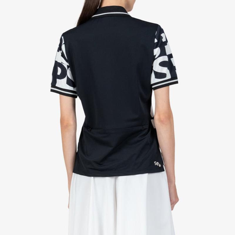 Sportalm Monogram Print S/S Polo - Black/White