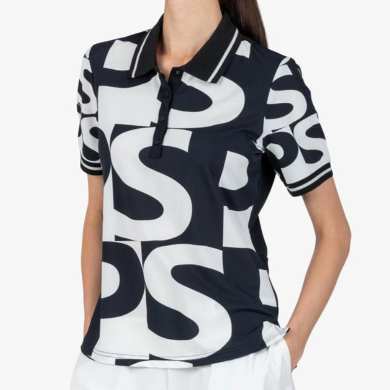 Sportalm Monogram Print S/S Polo - Black/White