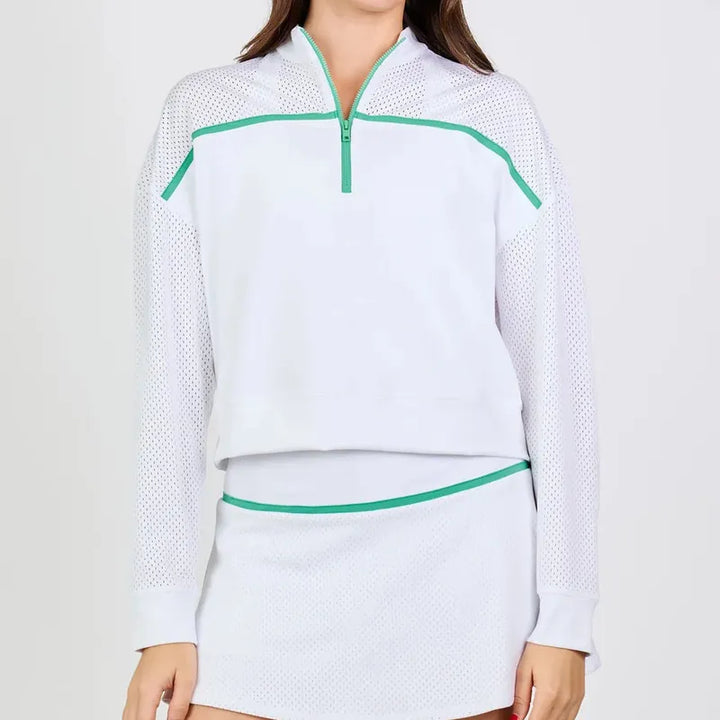 Sofibella Alpine Story Pullover- White/Green