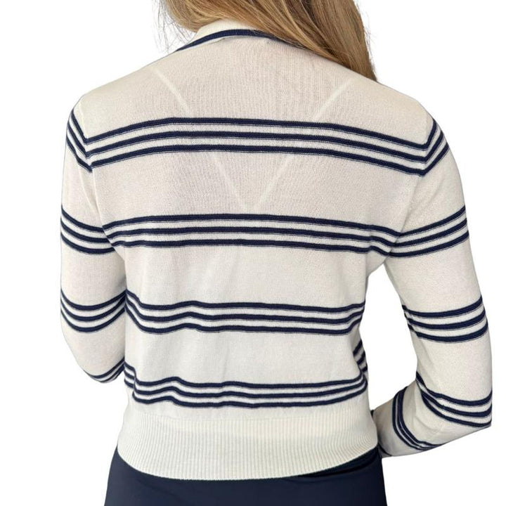Alashan Cashmere Parker Stripe Polo - White/Midnight