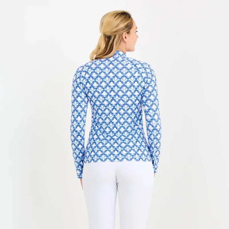 Sofibella Kaleidoscope Raglan L/S Top - Periwinkle/White